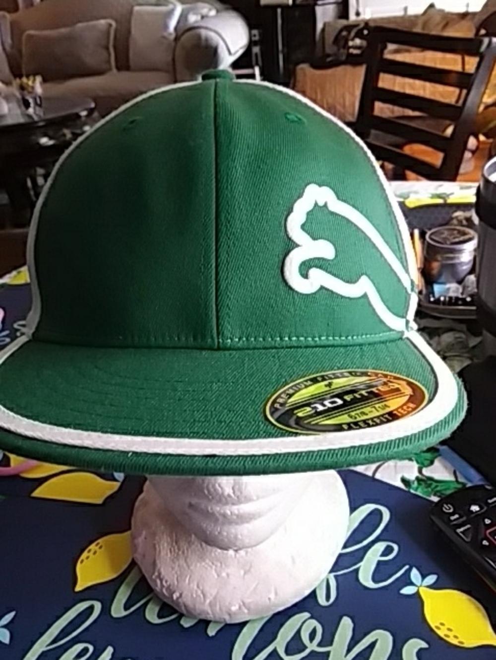 Puma Green Fitted Hat with White Logo and Trim